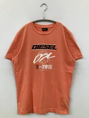 DIESEL ディーゼル Tシャツ/カットソー S オレンジ 前面プリント ブランドロゴ ミドル丈 半袖 クルーネック(丸首)