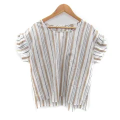 ロペピクニック ROPE Picnic カットソー 半袖 ラウンドネック ストライプ柄 38 M 白 ホワイト /SY10