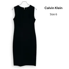 R26113/ Calvin Klein カルバンクライン ノースリーブ タイト ワンピース ブラック Size6