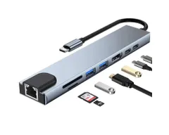 USB C ハブ 8-in-1 HDMI Type C アダプタ 【4K HDMIポート/LAN 100Mbps イーサネット/SD&TF カードリーダー/100W PD充電/USB 2.0/USB 3.0 高速データ転送 】設定不要 変換アダプタド ...