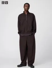 UNIQLO U ブラッシュド スウェット ワイドパンツ DARK BROWN XL