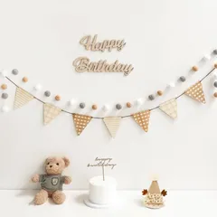 【人気商品】happy birthday レターバナー 記念日 バースデー 飾りセット おしゃれ シンプル 1個セット ガーランド フラッグガーランド ウォールステッカー フェルト生地 フェルト 男の子 お食い初め お祝い 子供 Birthday 写真背景 女