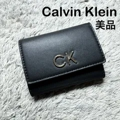 【美品】Calvin Klein カルバンクライン 三つ折り財布 コンパクトウォレット レザー ブラック