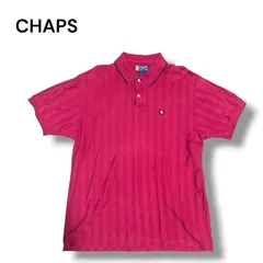 CHAPS Ralph Lauren ポロシャツ XL 赤 ストライプ ワンポイント 刺繍 ロゴ  90s