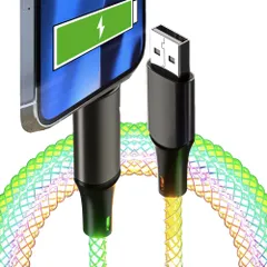 ACEDOAMARE USB Type C USB-C USB L 光る 充電 ケーブル PD対応 急速充電 LED フロー 充電 ケーブル 高速 充電 電話 ライト シャイニング 輝く RGB USBC ケーブル 転送 USB 充電 データ転送 ラ ...