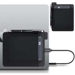 Lacdo ポータブル外付けHDDスリーブ 貼るタイプホルダーポーチ 剥がせる粘着剤 2.5インチ Seagate、WD、東芝、LaCie外付けHDD/SSD対応 マウス・ケーブル収納 ペンループ付、ブラック