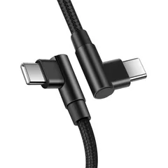 【L字型】 USB C ケーブル Type-c ケーブル L字 60W/3A PD3.0急速充電 C to C ケーブル ナイロン編みMacBook/iPad/Galaxy/Google/Switch/ドローン等USB-C機器対応 【映像出力非対応】 ...