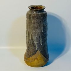 作家物】備前焼 花瓶 花入 旅枕 筒花入 窯変 胡麻 桟切り 茶道具