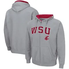 コロシアム メンズ アウター パーカー・スウェット ロゴ Mens Colosseum Heathered Gray Washington State Cougars Arch Logo 30 FullZip Hoodie Heather Gray グレー