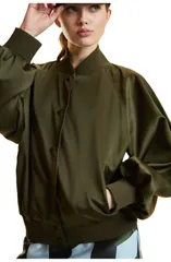 シンシアローレイ レディース アウター ジャケット・ブルゾン サテン Cynthia Rowley Satin Bomber Jacket Army Green グリーンのサムネイル