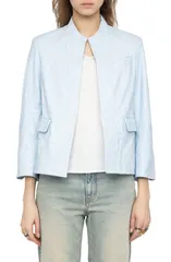 ザディグ エ ヴォルテール レディース アウター ジャケット・ブルゾン レザー Zadig Voltaire Veryn Cuir Crinkled Leather Jacket Baby Blueのサムネイル