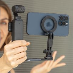 Brand New JJC DJI Osmo Pocket 4 Osmo Pocket 3 Smartphone Holder Magnetic Smartphone Tripod Mount Simultaneous Camera and Smartphone Shooting 1/4" Screw/Hole/Cold Shoe Included Arca-Swiss Aluminum Alloy Vertical and Horizontal Shooting Adjustable Angle Handheld and Tripod Mountable