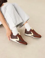 エイソス レディース シューズ スニーカー レース ASOS DESIGN Daily lace up running sneakers and yellow BROWNYELLOW MIX イエローのサムネイル