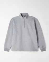 エイソス メンズ アウター ニット・セーター ハーフジップ スウェット シャツ ASOS DESIGN relaxed quarter zipique sweatshirt heather Grayのサムネイル
