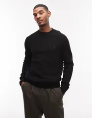 オールセインツ メンズ アウター ニット・セーター クルーネック ロゴ AllSaintstatten crew neck logo sweater Black ブラックのサムネイル