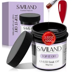 新品 Saviland 100g トップコート大容量 光沢 拭き取り不要 低臭 トップ ジェル コート マニキュア用 U V/ LED対応 スターター DIY ネイルアート 速乾のサムネイル