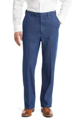 ベール メンズ ボトムス デニムパンツ プリーツ Berle Pleated Self Sizer Waist Flat Front Denim Trousers Navy ネイビー