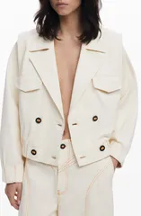 デジグアル レディース アウター ジャケット・ブルゾン Desigual Double Breasted Crop Jacket Light Beige ベージュのサムネイル