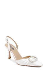 バッジェリーミシュカ レディース シューズ ヒール BADGLEY MISCHKA Oakville Slingback Pump White Satin ホワイト