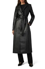 ジョーズ レディース アウター ジャケット・ブルゾン コート レザー フェイクレザー Joes Faux Leather Trench Coat Black ブラック