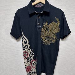 tosse ブラック ドラゴンプリントポロシャツ - メルカリ
