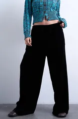 トップショップ レディース ボトムス レギンス ワイドレッグ パンツ Topshop Drawstring Wide Leg Pants Black ブラックのサムネイル