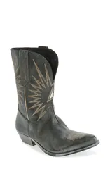 ゴールデングース メンズ シューズ ブーツ・レインブーツ Golden Goose Wish Star Short Western Boot Black Ecru Silver エクリュのサムネイル