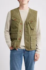 ショット ニューヨーク メンズ アウター ベスト コットン Schott NYC Stonewashed Compound Cotton Vest Olive オリーブ