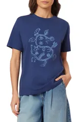 スコッチアンドソーダ レディース トップス Tシャツ コットン グラフィック Scotch Soda Charmed Cotton Graphic TShirt Oceanaのサムネイル