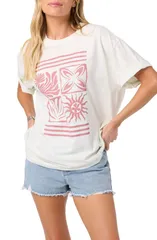 オニール レディース トップス Tシャツ コットン グラフィック ONeill OG Elements Oversize Cotton Graphic TShirt White ホワイトのサムネイル
