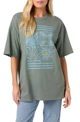 オニール レディース トップス Tシャツ コットン グラフィック ONeill OG Elements Oversize Cotton Graphic TShirt Balsam Green グリーンのサムネイル