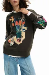 デジグアル レディース アウター パーカー・スウェット フラワー柄 シャツ コットン フラワー グラフィック Desigual Abstract Floral Cotton Graphic Sweatのサムネイル