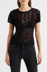 フレーム レディース トップス Tシャツ レース FRAME The Lace TShirt Black ブラックのサムネイル