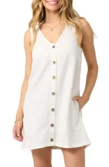 オニール レディース トップス ワンピース ミニ ONeill Sanders ButtonUp Minidress White ホワイトのサムネイル