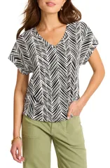 トッミーバハマ レディース トップス Tシャツ Vネック Tommy Bahama Kauai Seaside Sketch VNeck TShirt Black ブラックのサムネイル