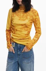 デジグアル レディース アウター パーカー・スウェット スタンドネック プリント セーター Desigual Funnel Neck Printed Sweater Yellow イエローのサムネイル