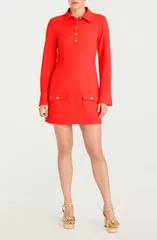 サンク セプト レディース トップス ワンピース ミニ シャツ Cinq Sept Lea Long Sleeve Mini Shirtdress Bisou