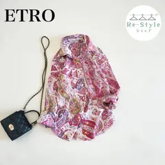 ETRO　エトロ　長袖シャツ　総柄　ペイズリー柄　ボタニカル　ピンク　ホワイト　ストレッチ　鮮やか　サイズ38のサムネイル