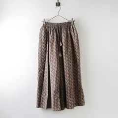 美品 サマンサモスモス Samansa Mos2 SM2 綿レーヨン花柄パンツ F＼モカ系 イージー ゴム ワイド キュロット【2400014923216】