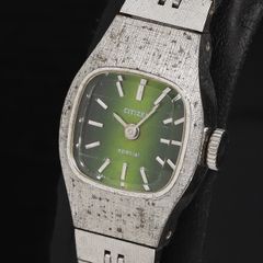 希少 ORIENT 手巻き 腕時計 グリーン文字盤 21石 ヴィンテージ 稼働品