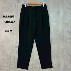 新品未使用 PUBLUX パブリュクス M ブラック サイドベンツパンツ スラックス テーパード タック ストレート ウエストゴム 替えボタン付き ストレッチ 伸縮性 ボトムス ロング丈 快適 無地 シンプル カジュアル キレイめ オフィス ★ ■■のサムネイル