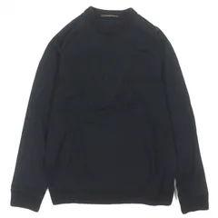 美品▼LOUIS VUITTON ルイヴィトン コットン100% LVロゴ クルーネック ロングスリーブ 長袖Ｔシャツ ブラック M イタリア製 正規品 メンズのサムネイル