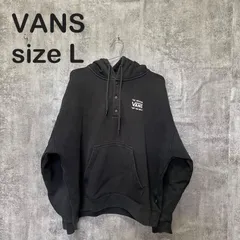 【T-1218】VANS バンズ パーカー L ビッグシルエット ブラック ロゴ刺繍 プルオーバー スケーター ストリート 人気 定番 古着のサムネイル