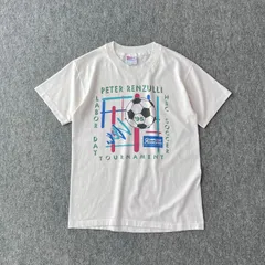 USA製　90s　Hanes　デザインTシャツ　プリント　シングルステッチ　ヘビーウエイト　ビンテージ　白T