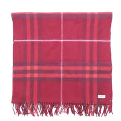 未使用 BURBERRY バーバリー ダニエル・リー カシミヤ100％ チェック柄 マフラー 大判 ストール フリンジ 近年モデル レッド メンズ レディース 古着 中古 USED