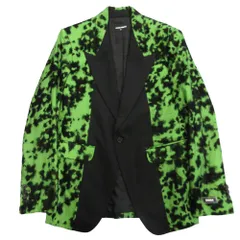 未使用 23ss DSQUARED2 ディースクエアード ナイロン ウール タキシード テーラード ジャケット ブレザー フロッキー 総柄 48 グリーン メンズ 古着 中古 USEDのサムネイル