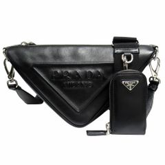 極美 PRADA ヴィッテロダイノ エンボスロゴ ポーチ付き ショルダー 