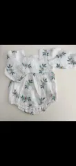 花柄 ボディスーツ ロンパース 緑 73 ベビー服 女の子服