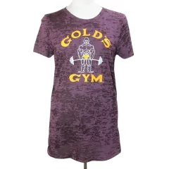 ゴールドジム GOLD'S GYM タグ付き Tシャツ カットソー 半袖 プリント クルーネック L 紫 パープル /X