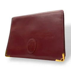 Cartier カルティエ Must de Cartier レザー クラッチバッグ ボルドー ゴールド金具 マストライン セカンドバッグ ヴィンテージ S97